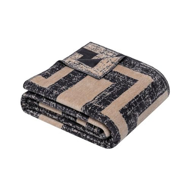 Ibena Dairut Decke 150 x 200 cm - Baumwollmix, weich, warm & waschbar, Kuscheldecke Abstrakt gestreift beige grau im Sale